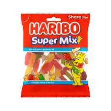 HARIBO Supermix Fruit and Milk Flavour Gummy Candies, 140 gm